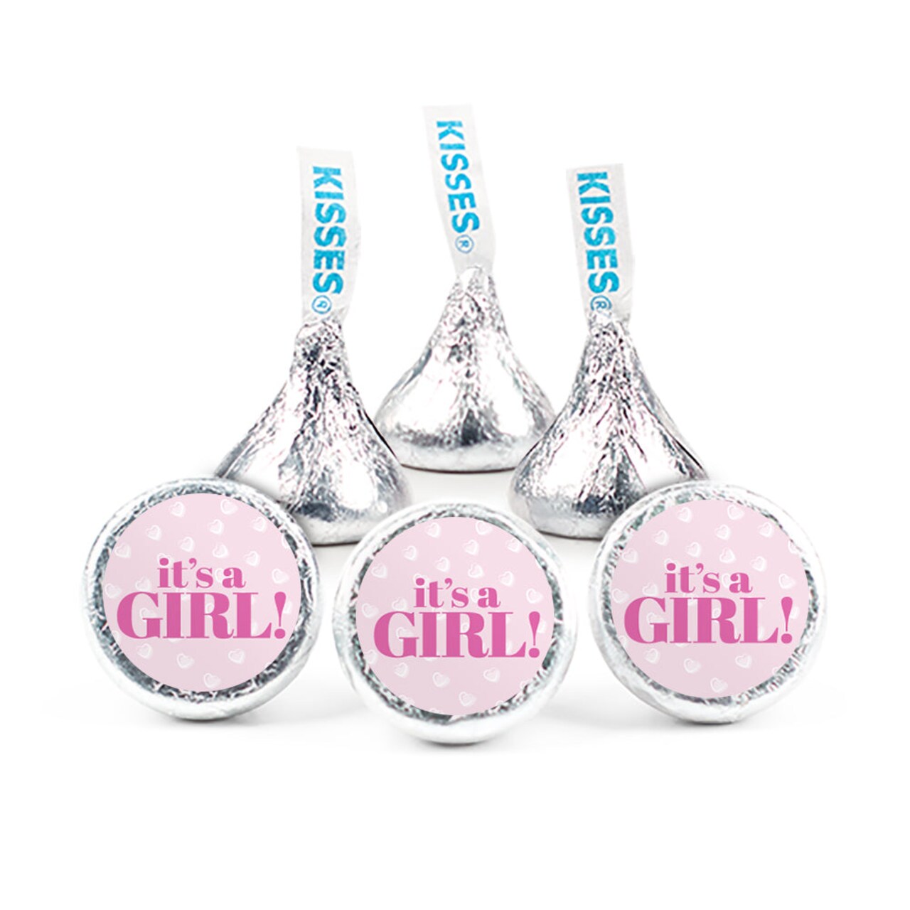324ct Pink It's a Girl Baby Shower Stickers for Hershey's Kisses, DIY Party Favors by Just Candy (324 Stickers) - Candy Not Included